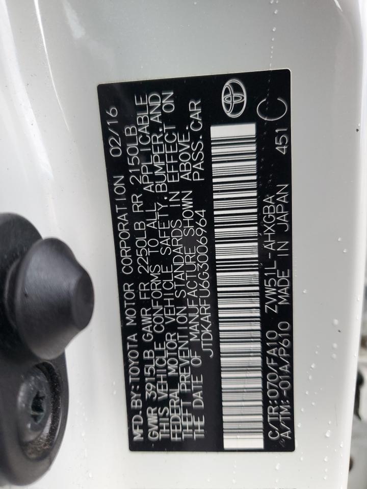 2016 Toyota Prius VIN: JTDKARFU6G3006964 Lot: 64614505
