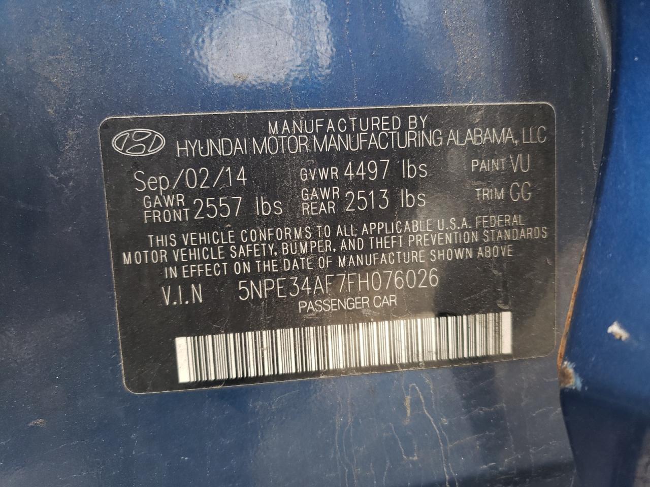 5NPE34AF7FH076026 2015 Hyundai Sonata Sport