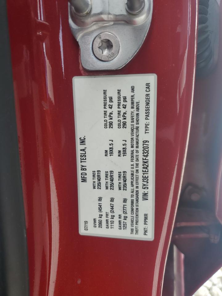 2019 Tesla Model 3 VIN: 5YJ3E1EA2KF432079 Lot: 63877345