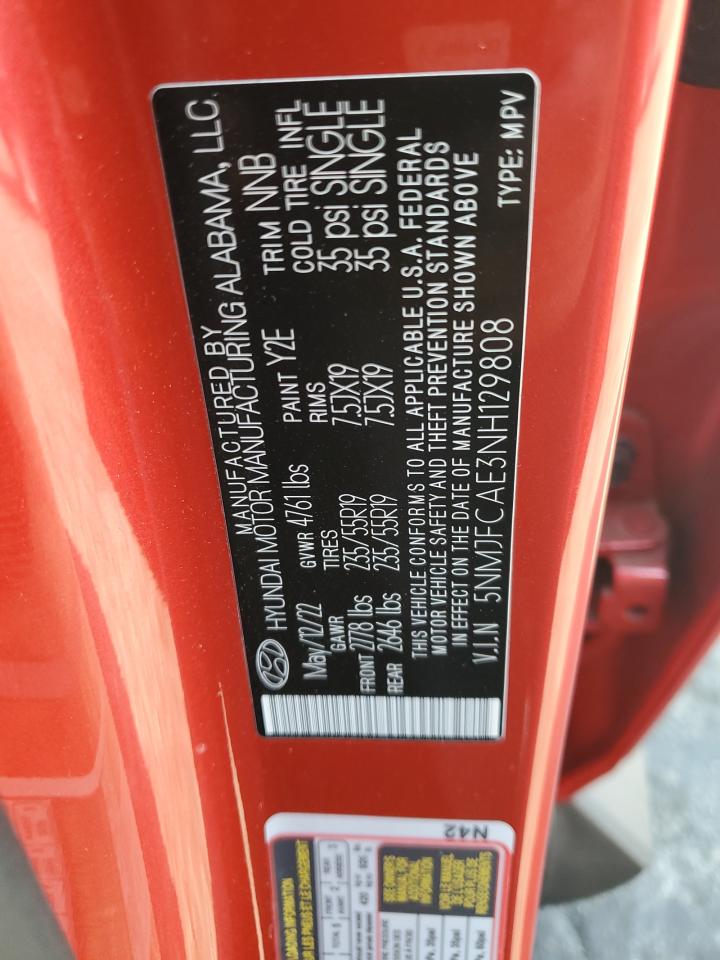 2022 Hyundai Tucson Sel VIN: 5NMJFCAE3NH129808 Lot: 65199595