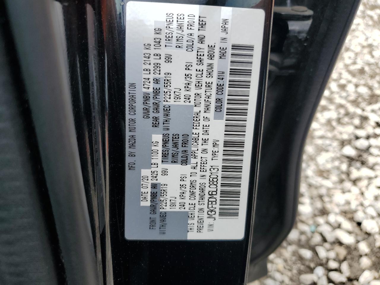 2020 Mazda Cx-5 Grand Touring VIN: JM3KFBDM6L0850131 Lot: 65414565