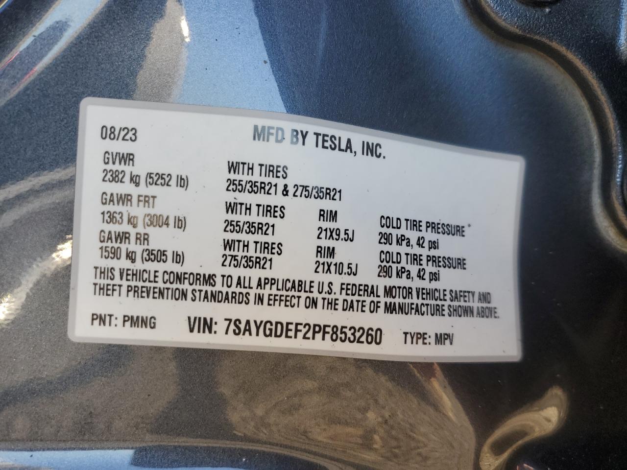 2023 Tesla Model Y VIN: 7SAYGDEF2PF853260 Lot: 63789845
