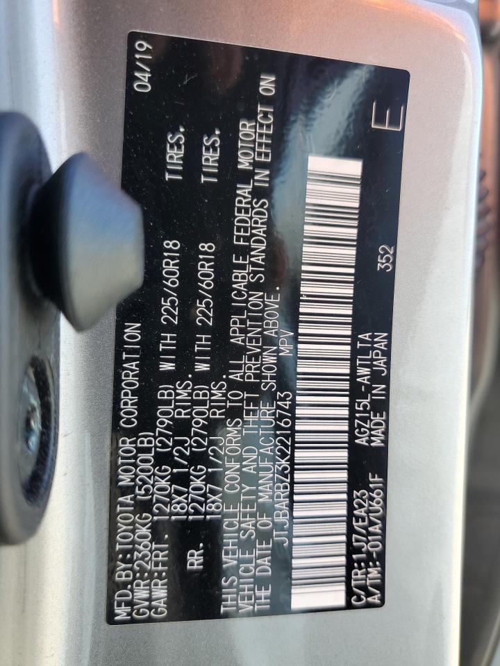 2019 Lexus Nx 300 Base VIN: JTJBARBZ3K2216743 Lot: 64816845