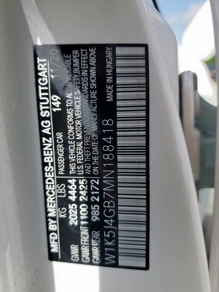 2021 Mercedes-Benz Cla 250 VIN: W1K5J4GB7MN188418 Lot: 63779835