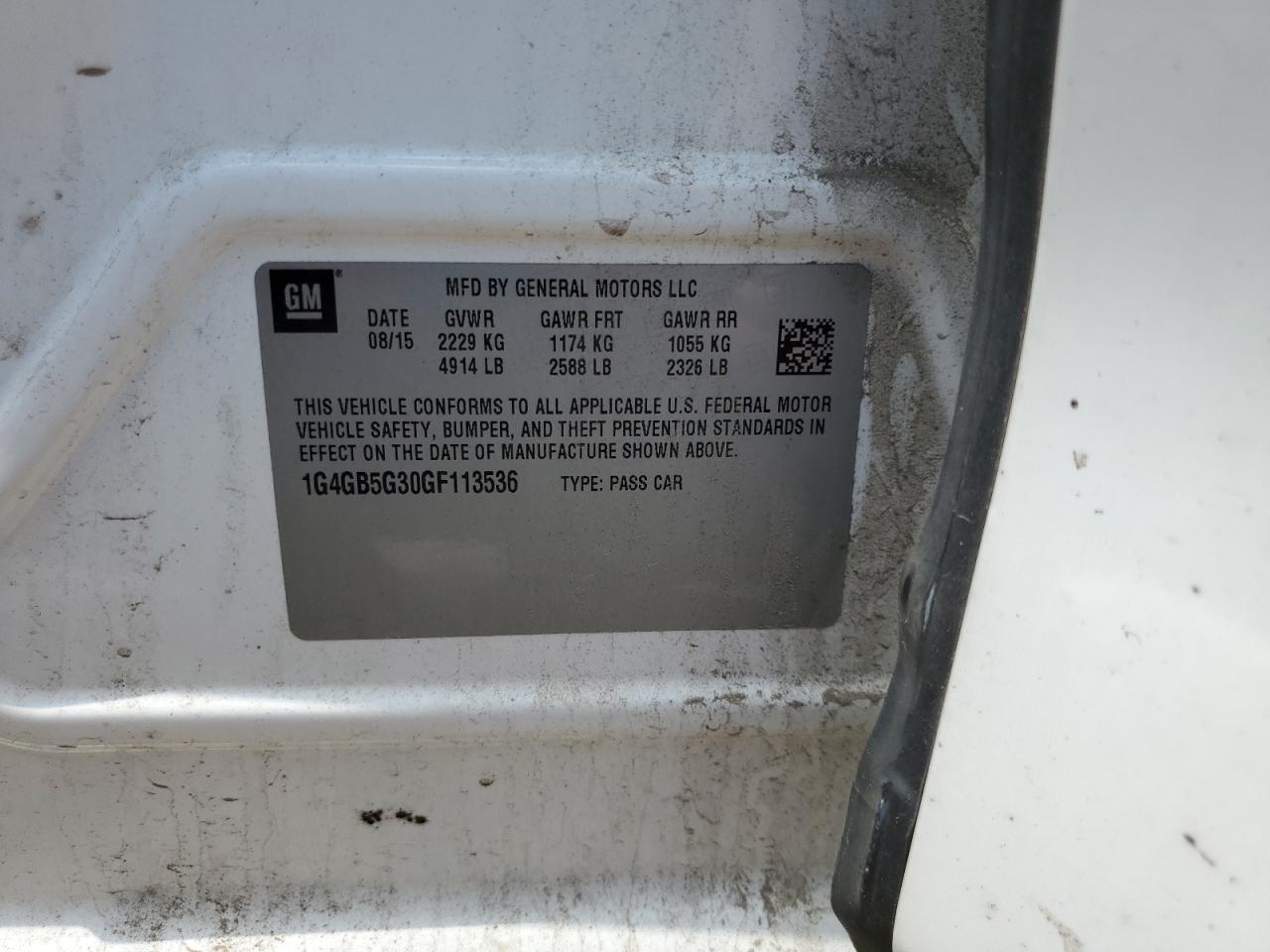 2016 Buick Lacrosse VIN: 1G4GB5G30GF113536 Lot: 64959325