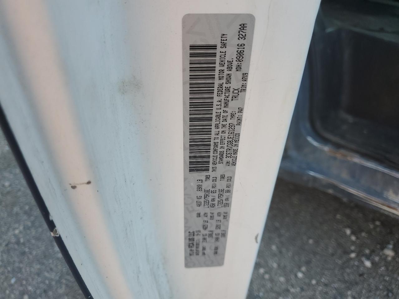 2018 Ram Promaster 2500 2500 High VIN: 3C6TRVDG8JE161297 Lot: 63785815