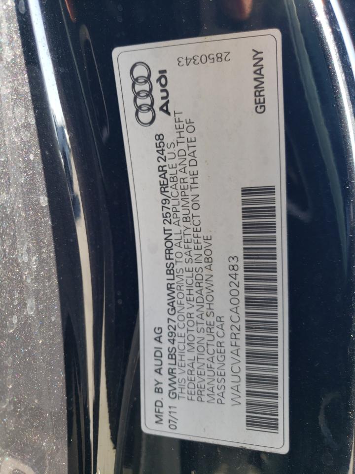 2012 Audi S5 Premium Plus VIN: WAUCVAFR2CA002483 Lot: 65074865