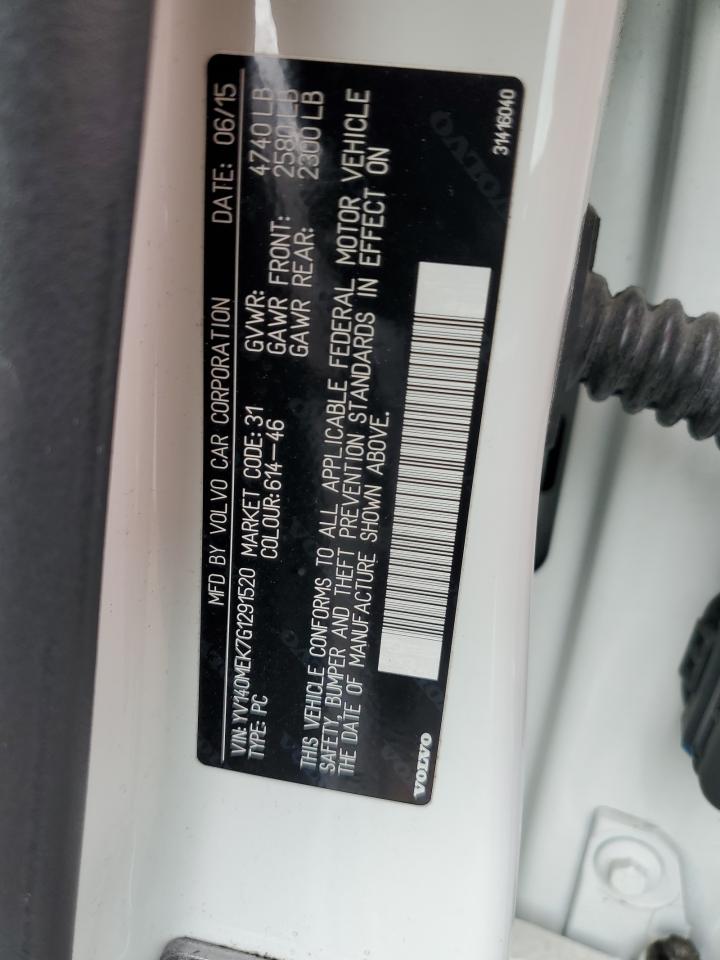 yv140mek7g1291520 YV140MEK7G1291520 2016 Volvo V60 T5 Premier