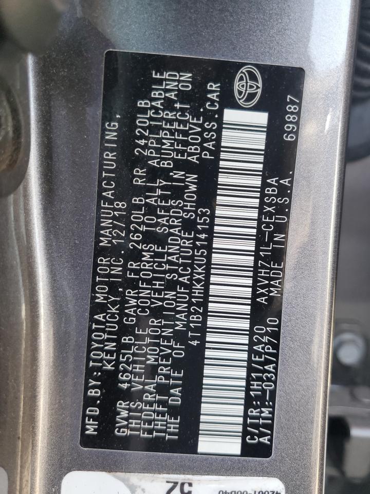 2019 Toyota Camry Hybrid VIN: 4T1B21HKXKU514153 Lot: 65223845
