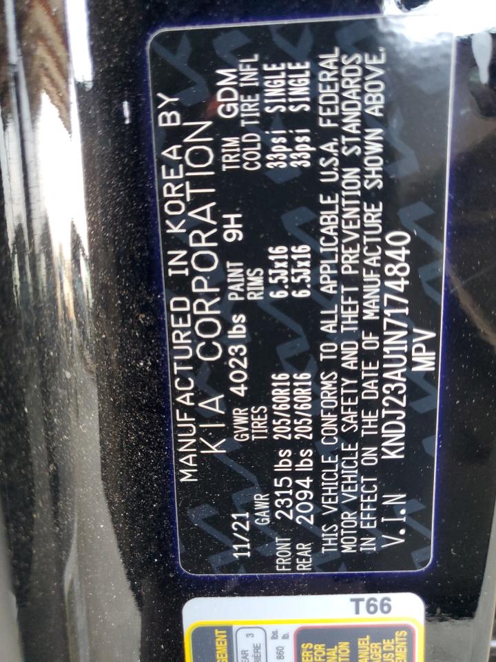 2022 Kia Soul Lx VIN: KNDJ23AU1N7174840 Lot: 64858255