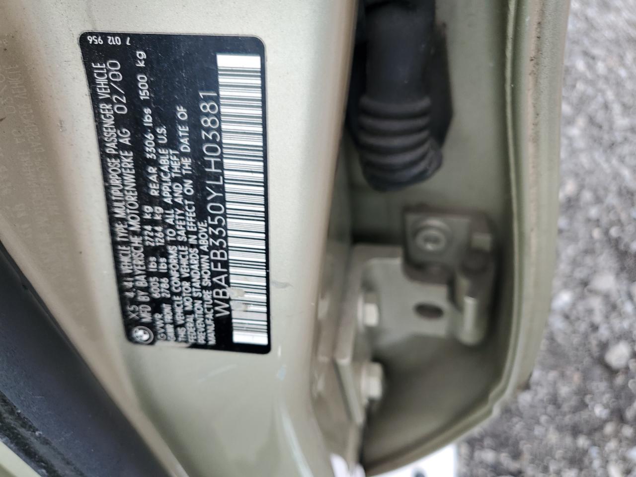 2000 BMW X5 4.4I VIN: WBAFB3350YLH03881 Lot: 65043245