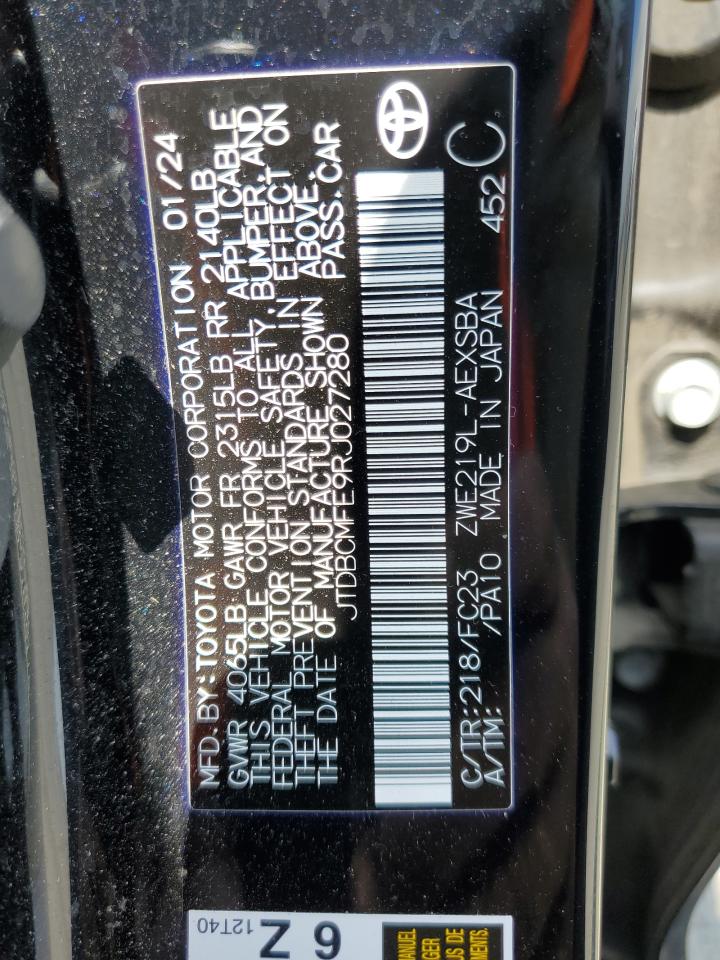 2024 Toyota Corolla Le VIN: JTDBCMFE9RJ027280 Lot: 65586625