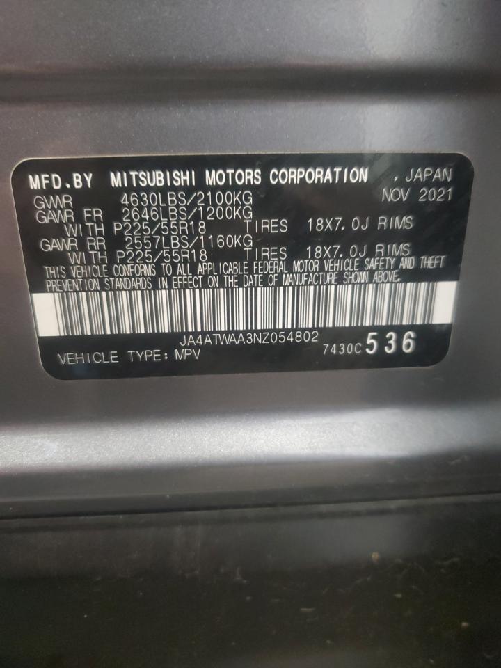 2022 Mitsubishi Eclipse Cross Se VIN: JA4ATWAA3NZ054802 Lot: 66534745