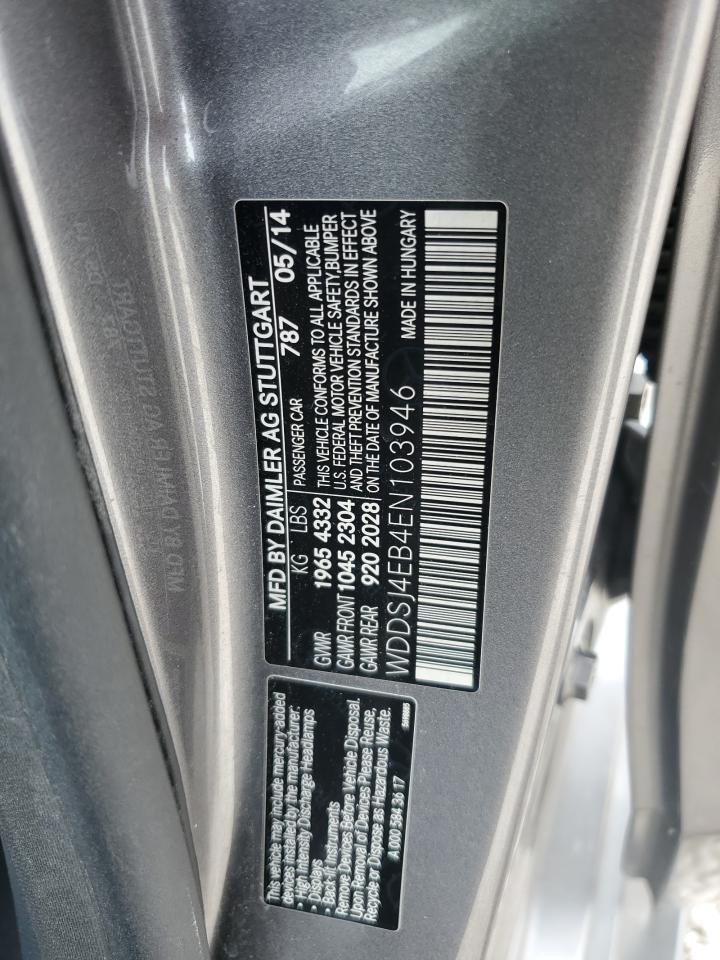 2014 Mercedes-Benz Cla 250 VIN: WDDSJ4EB4EN103946 Lot: 64144055