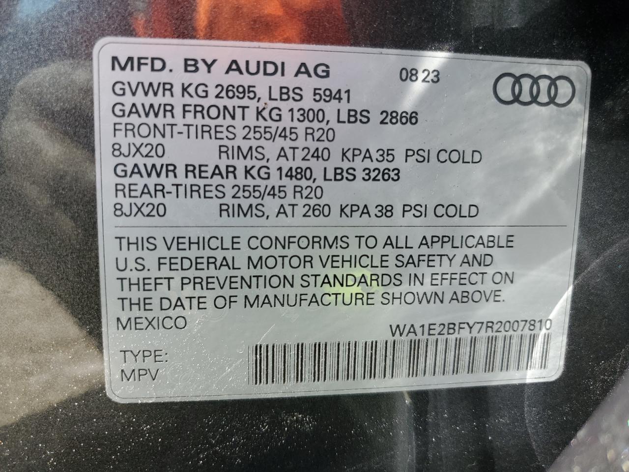 2024 Audi Q5 E Premium Plus 55 VIN: WA1E2BFY7R2007810 Lot: 64617175