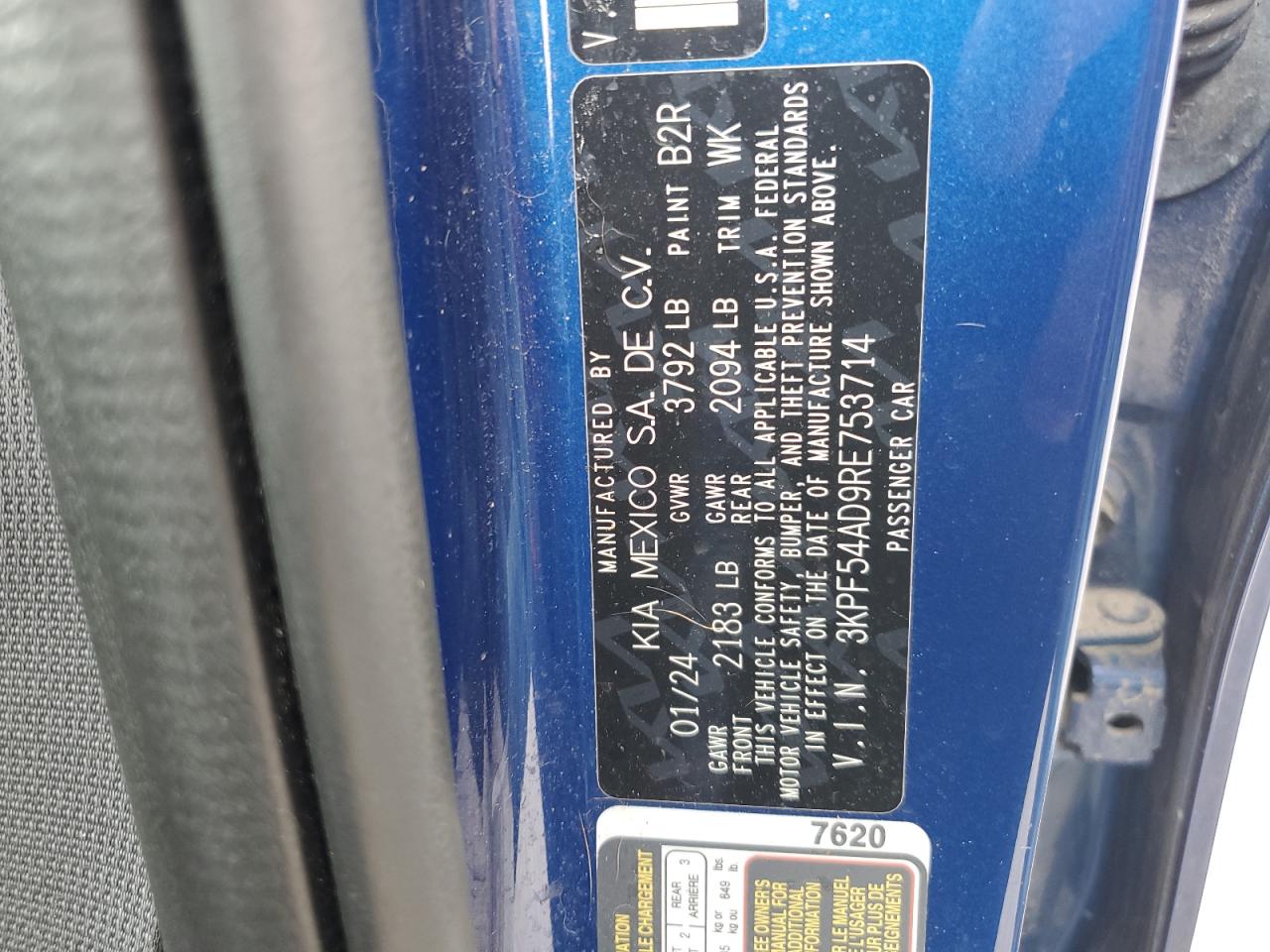 2024 Kia Forte Gt Line VIN: 3KPF54AD9RE753714 Lot: 64302715