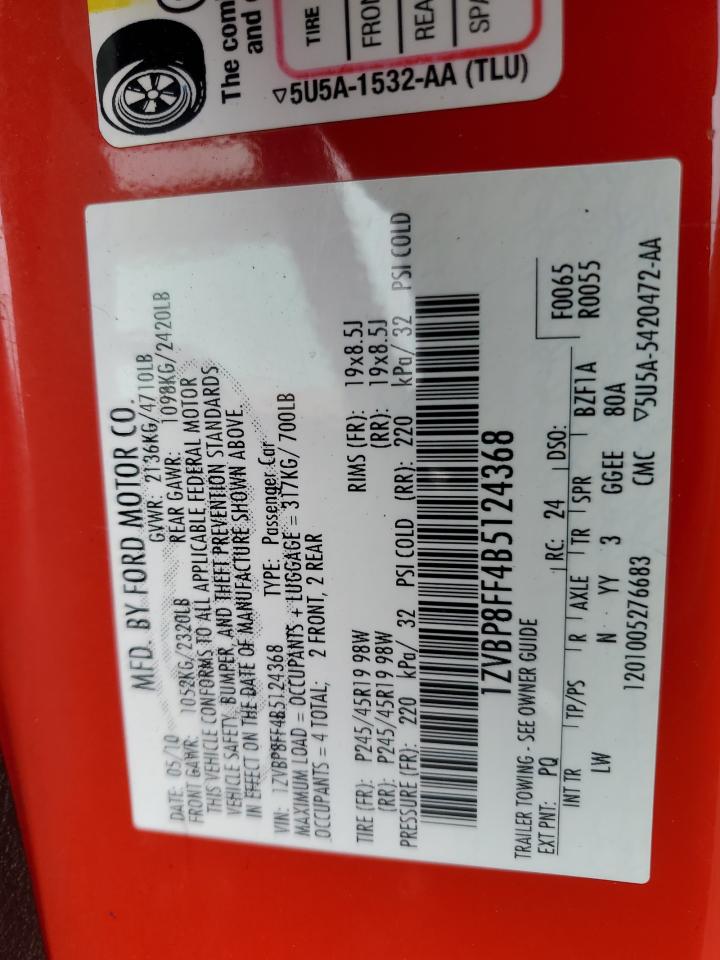 2011 Ford Mustang Gt VIN: 1ZVBP8FF4B5124368 Lot: 64222045