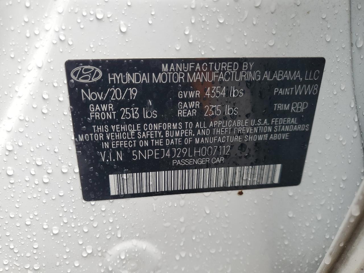 2020 Hyundai Sonata Sel Plus VIN: 5NPEJ4J29LH007112 Lot: 63763825
