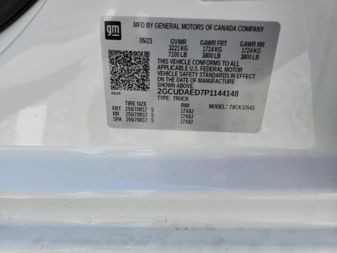 2023 Chevrolet Silverado K1500 VIN: 2GCUDAED7P1144148 Lot: 65506125