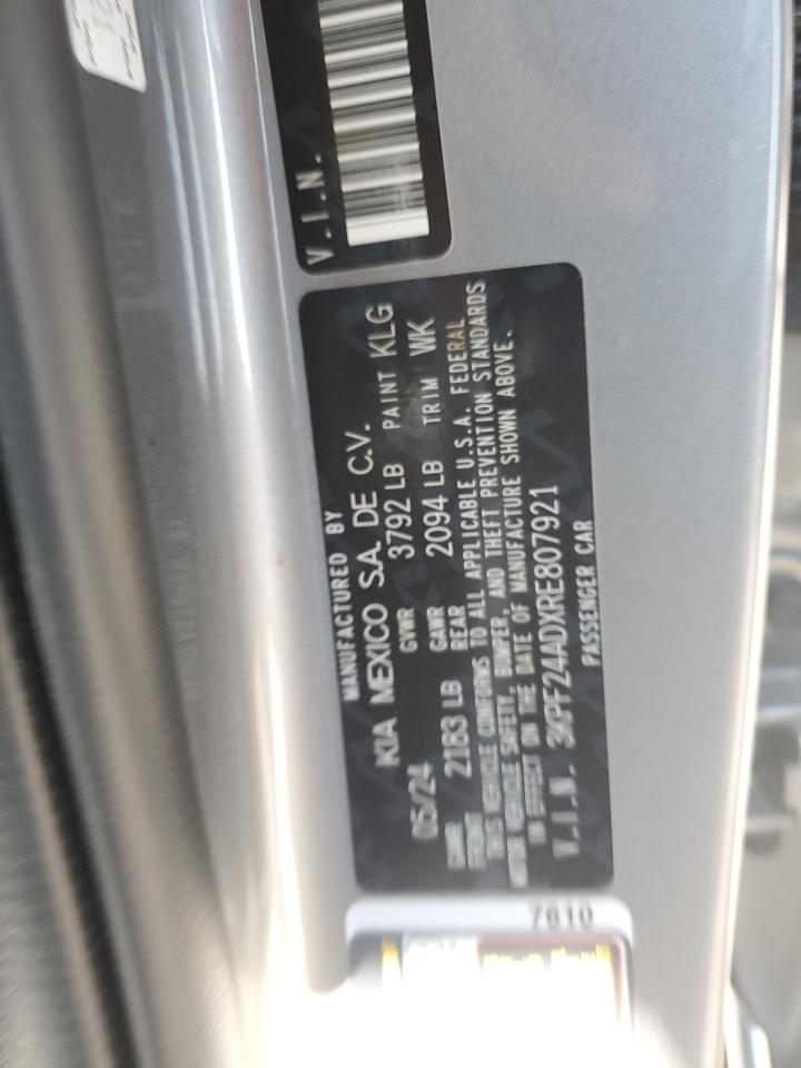 2024 Kia Forte Lx VIN: 3KPF24ADXRE807921 Lot: 64690645