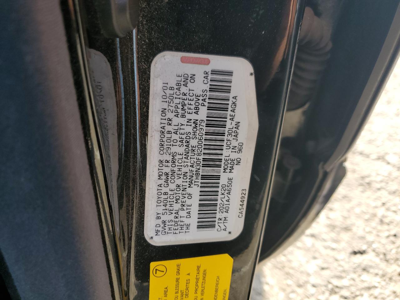 2002 Lexus Ls 430 VIN: JTHBN30F820060979 Lot: 64236015