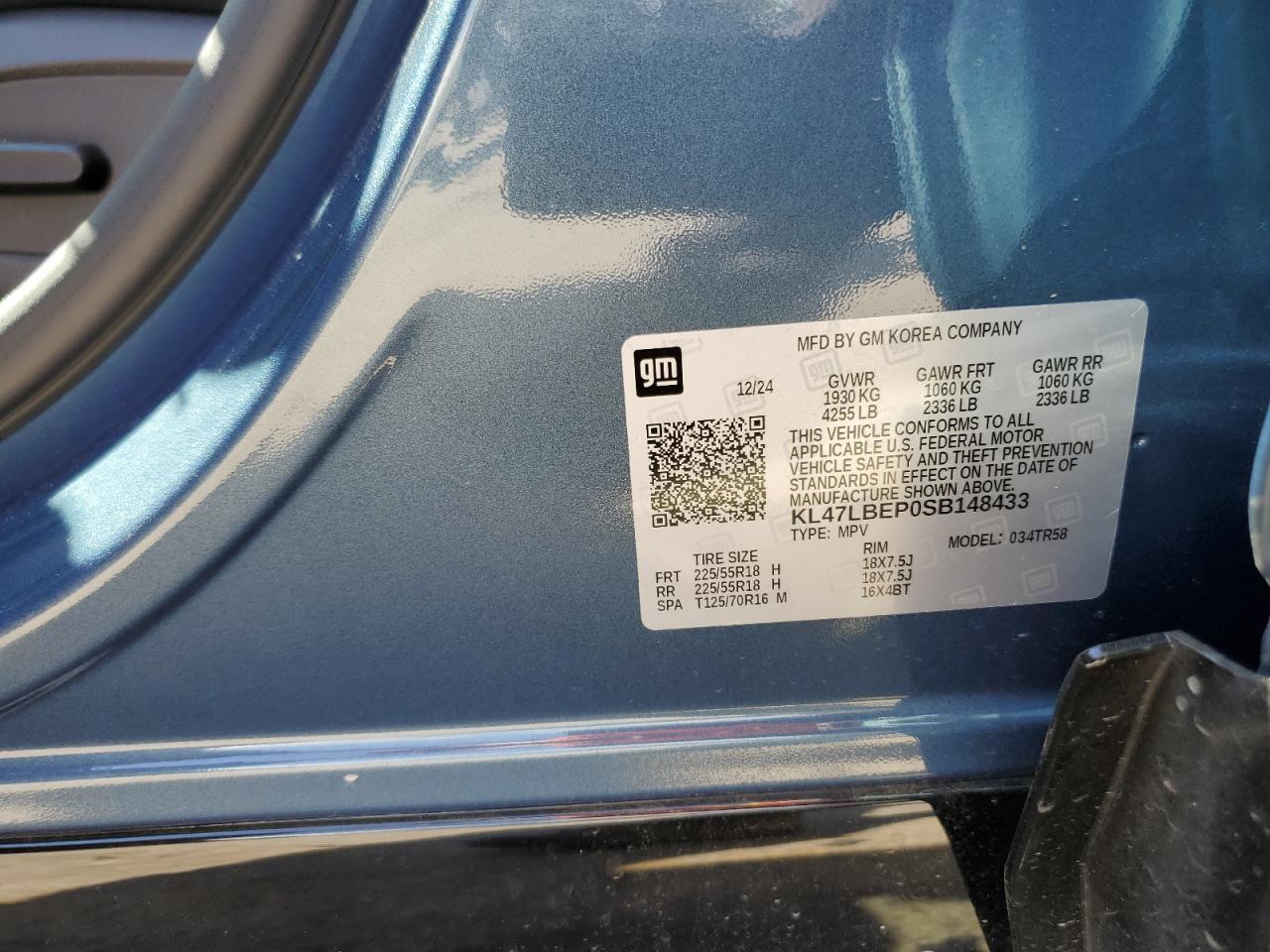 2025 Buick Envista Sport Touring VIN: KL47LBEP0SB148433 Lot: 60123035