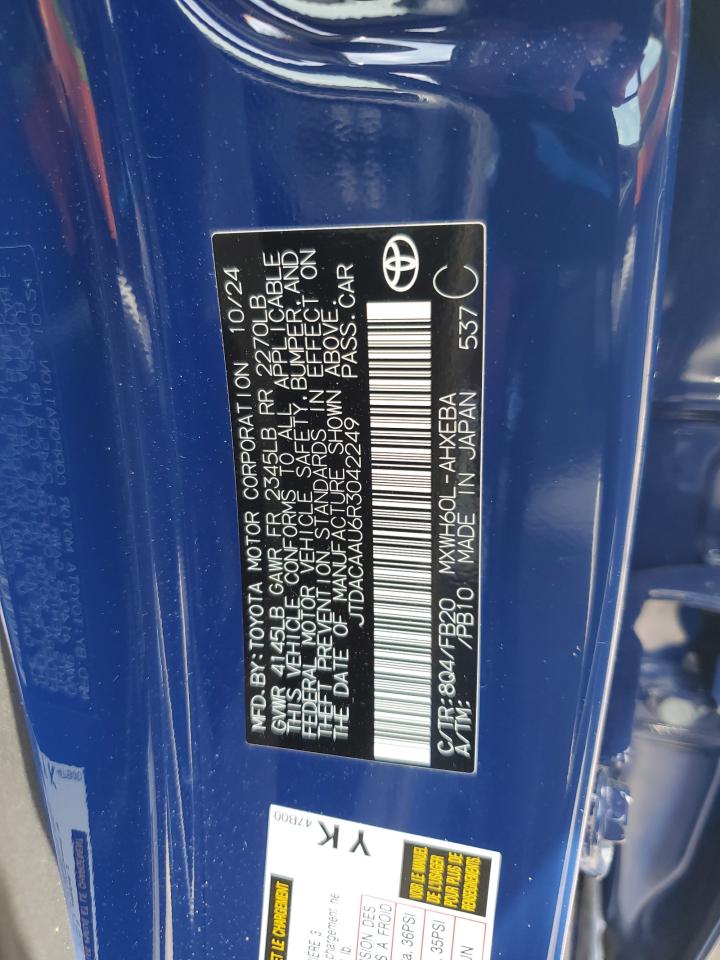 2024 Toyota Prius Le VIN: JTDACAAU6R3042249 Lot: 62573785