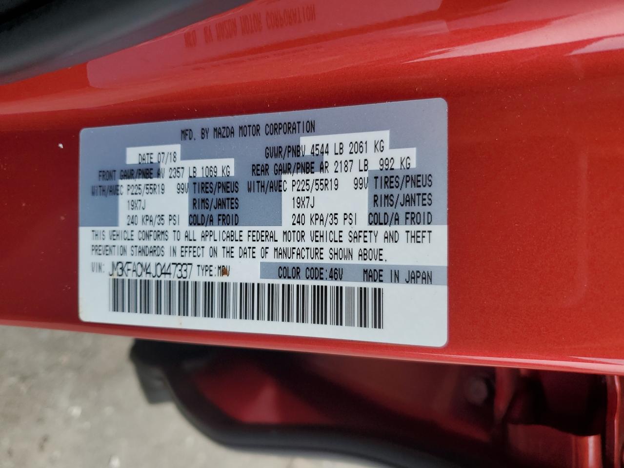 2018 Mazda Cx-5 Touring VIN: JM3KFACM4J0447337 Lot: 64891375