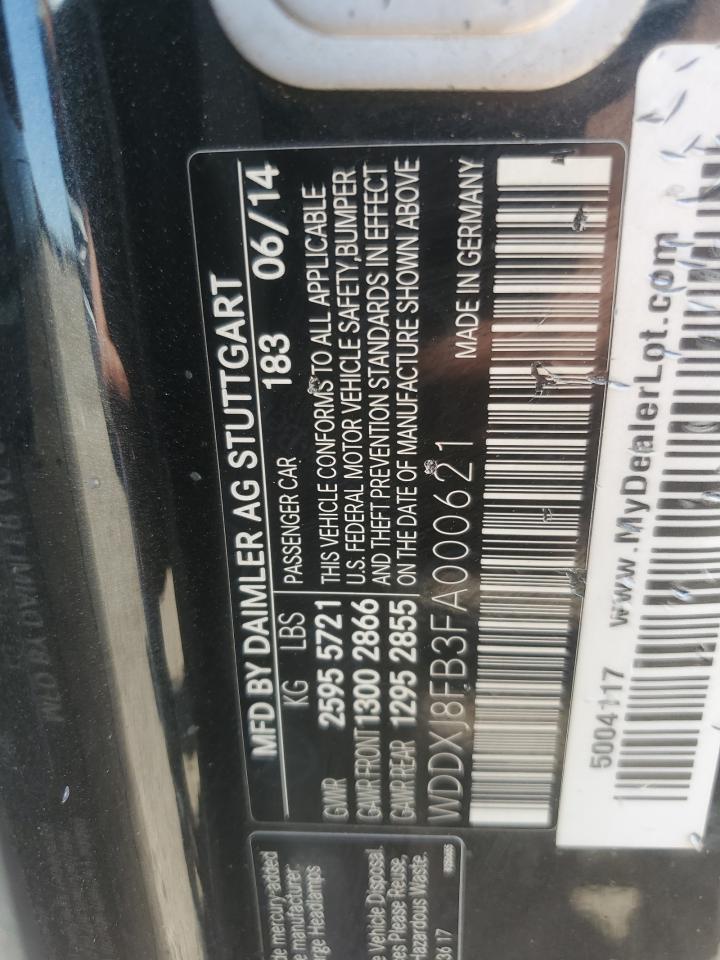 2015 Mercedes-Benz S 550 VIN: WDDXJ8FB3FA000621 Lot: 63584495