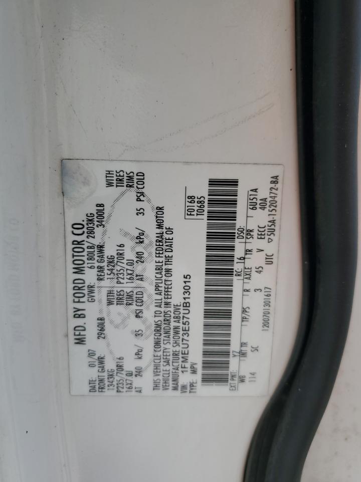 2007 Ford Explorer Xlt VIN: 1FMEU73E57UB13015 Lot: 64112775