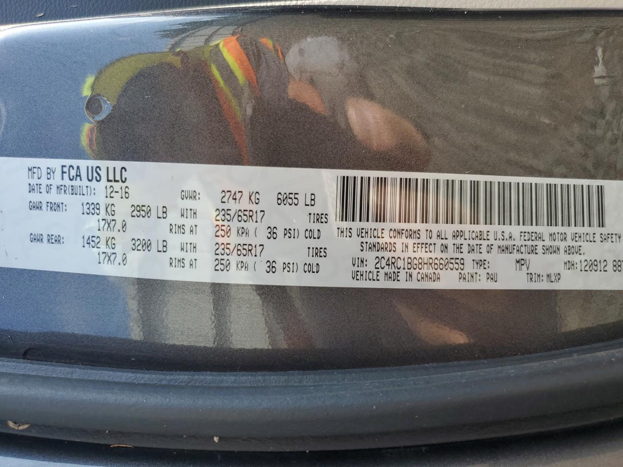 2017 Chrysler Pacifica Touring L VIN: 2C4RC1BG8HR660559 Lot: 65848465