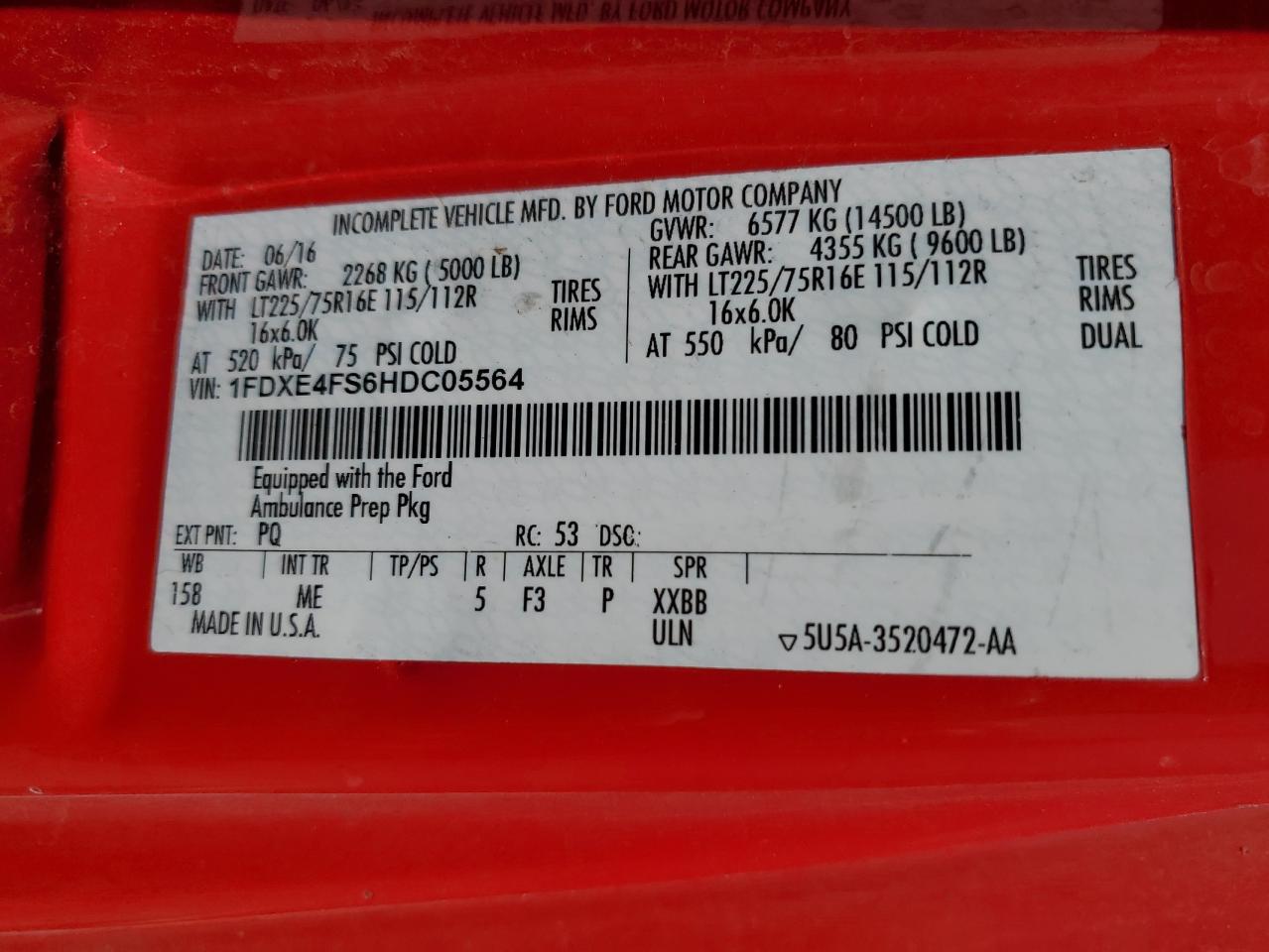 2017 Ford E450 - Trucks VIN: 1FDXE4FS6HDC05564 Lot: 63605385