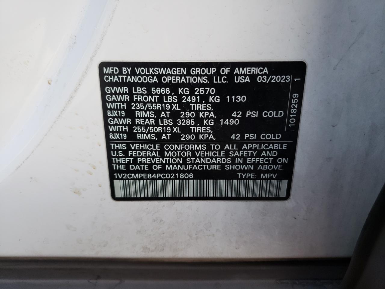 2023 Volkswagen Id.4 Pro VIN: 1V2CMPE84PC021806 Lot: 63531605