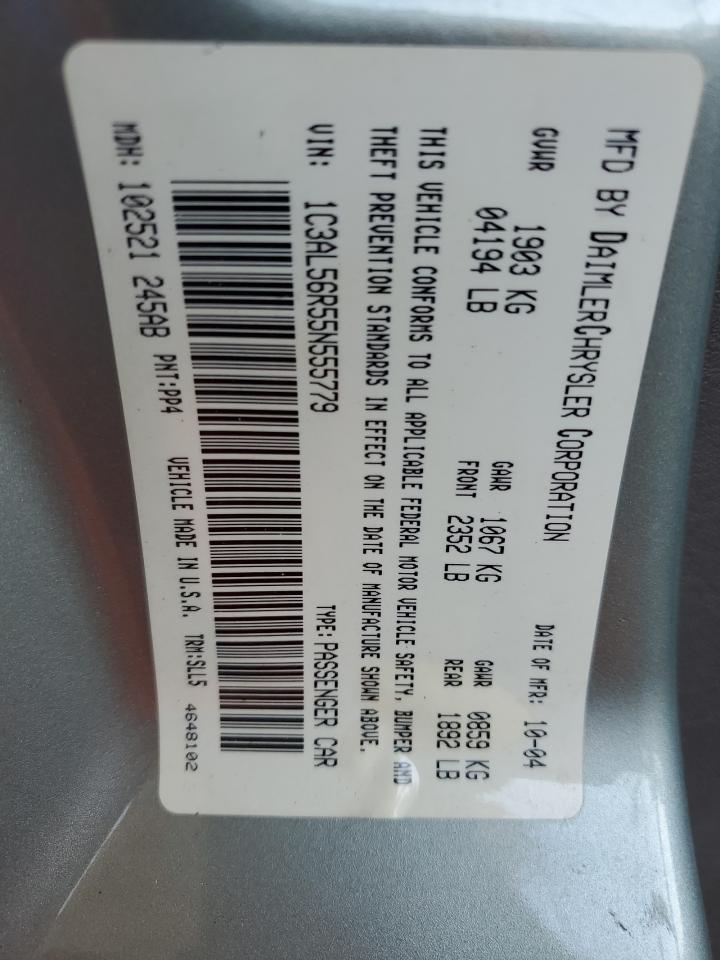 2005 Chrysler Sebring Touring VIN: 1C3AL56R55N555779 Lot: 63426575