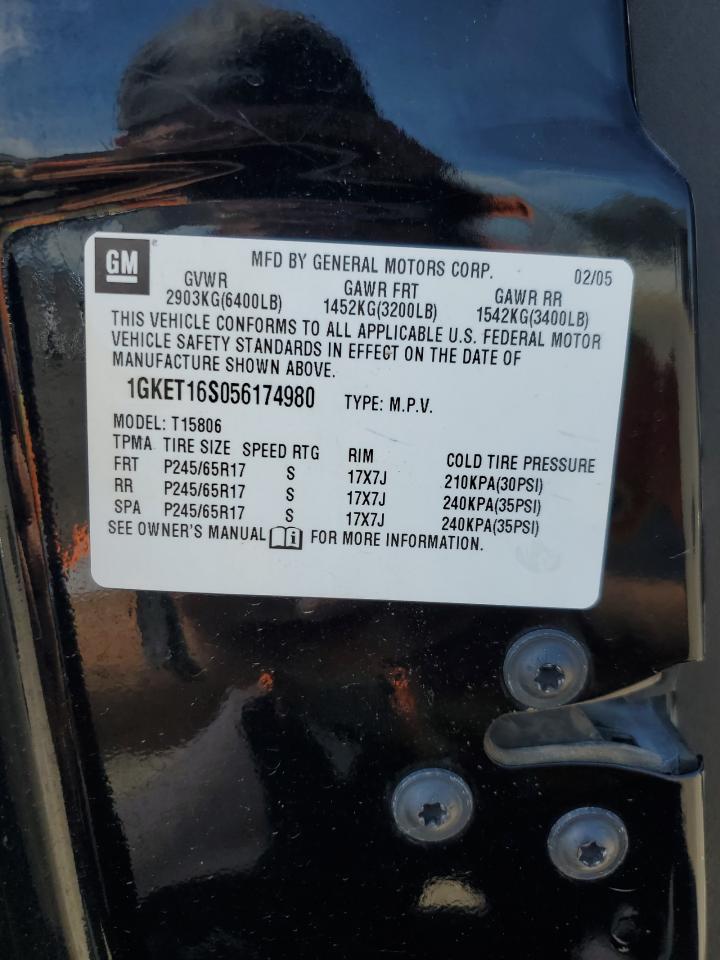 2005 GMC Envoy Xl VIN: 1GKET16S056174980 Lot: 65994695