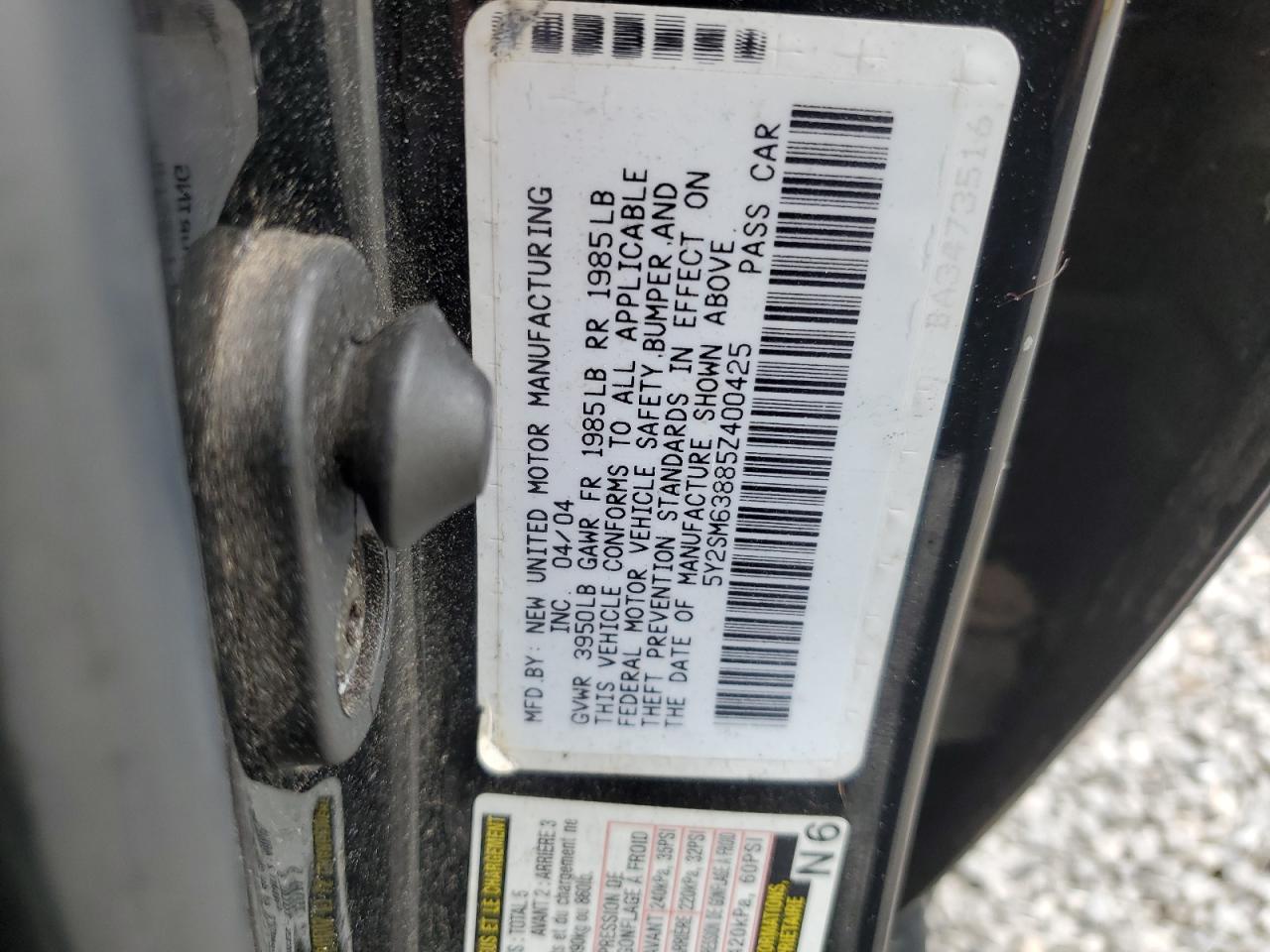 2005 Pontiac Vibe VIN: 5Y2SM63885Z400425 Lot: 64659135