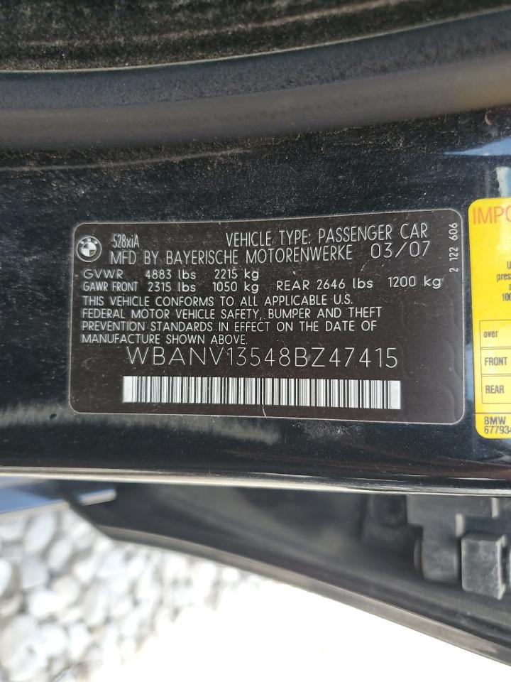 2008 BMW 528 Xi VIN: WBANV13548BZ47415 Lot: 62933755
