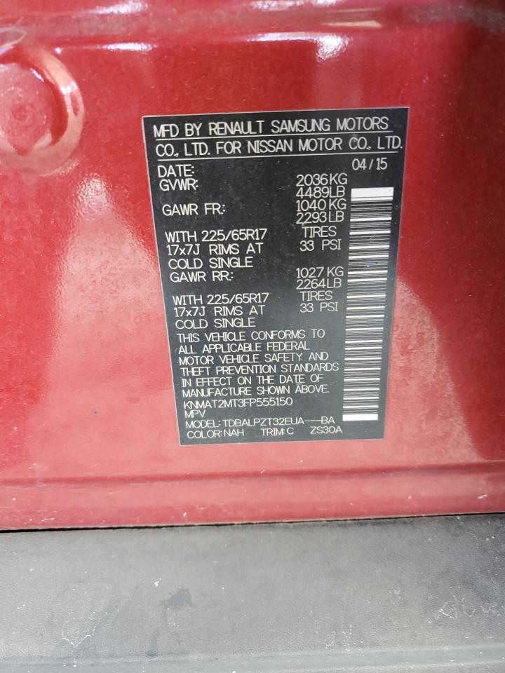 2015 Nissan Rogue S VIN: KNMAT2MT3FP555150 Lot: 65079175