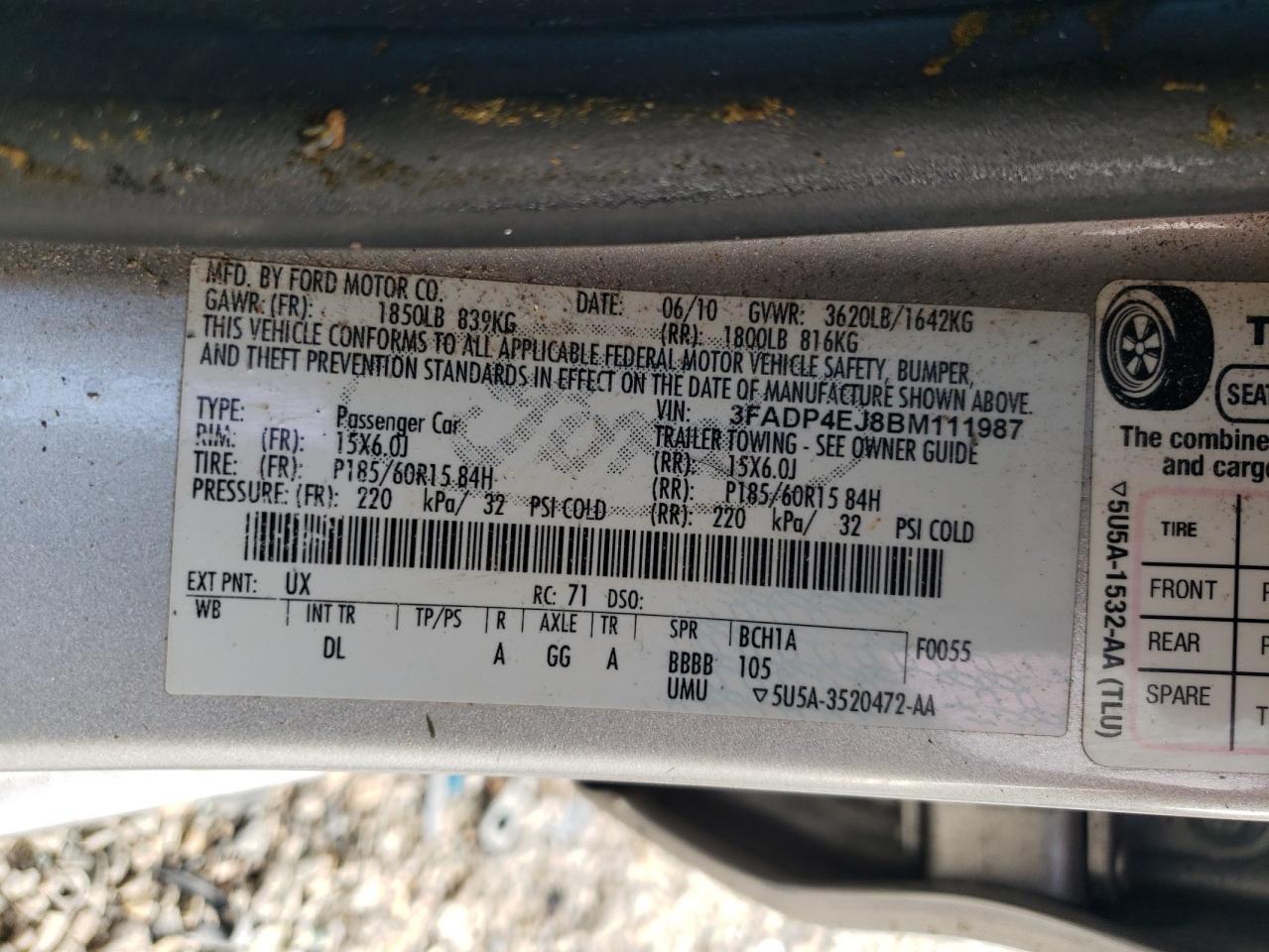 3FADP4EJ8BM111987 2011 Ford Fiesta Se