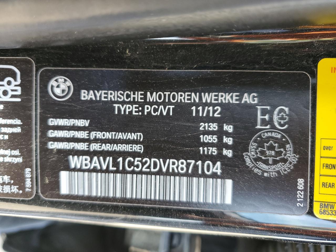 2013 BMW X1 xDrive28I VIN: WBAVL1C52DVR87104 Lot: 64436345