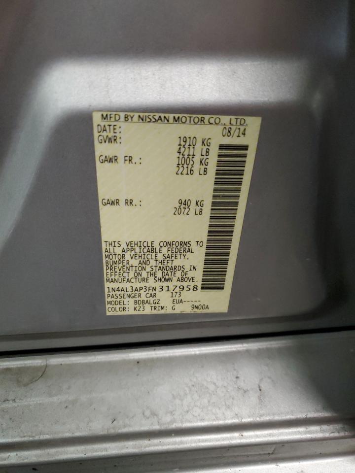 2015 Nissan Altima 2.5 VIN: 1N4AL3AP3FN317958 Lot: 65228285