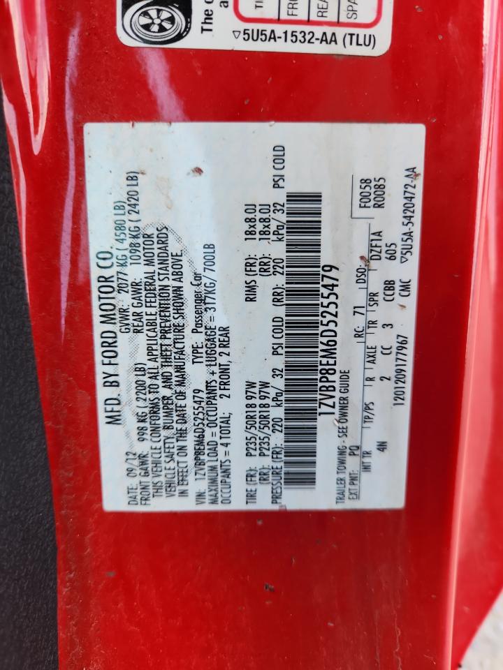 2013 Ford Mustang VIN: 1ZVBP8EM6D5255479 Lot: 63574335