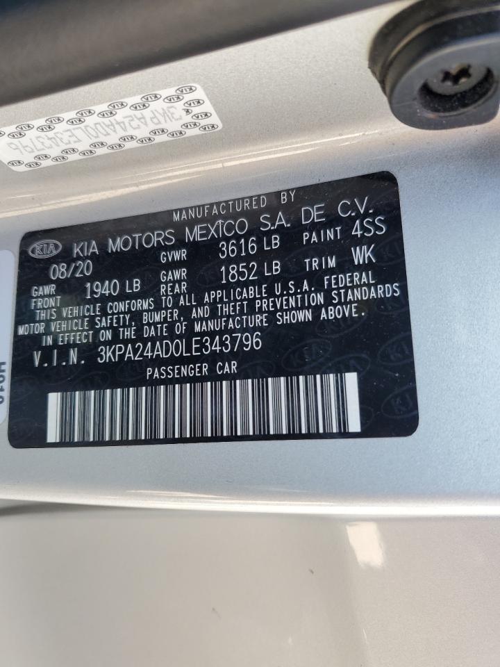 2020 Kia Rio Lx VIN: 3KPA24AD0LE343796 Lot: 64660085