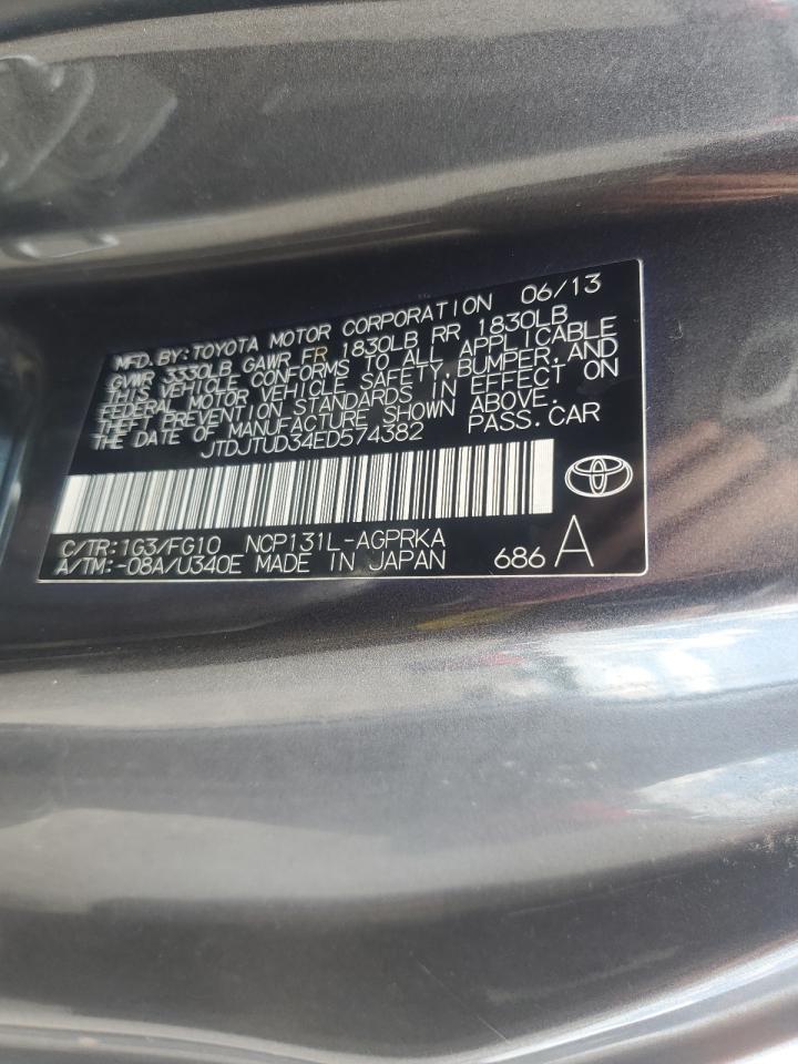 2014 Toyota Yaris VIN: JTDJTUD34ED574382 Lot: 63764755