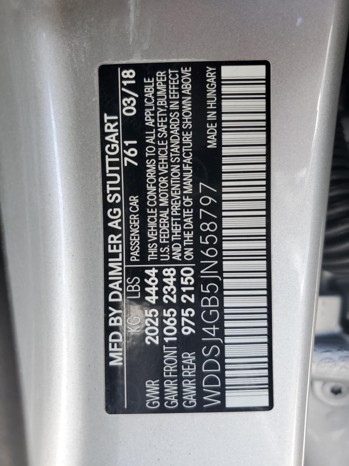 2018 Mercedes-Benz Cla 250 4Matic VIN: WDDSJ4GB5JN658797 Lot: 64482025
