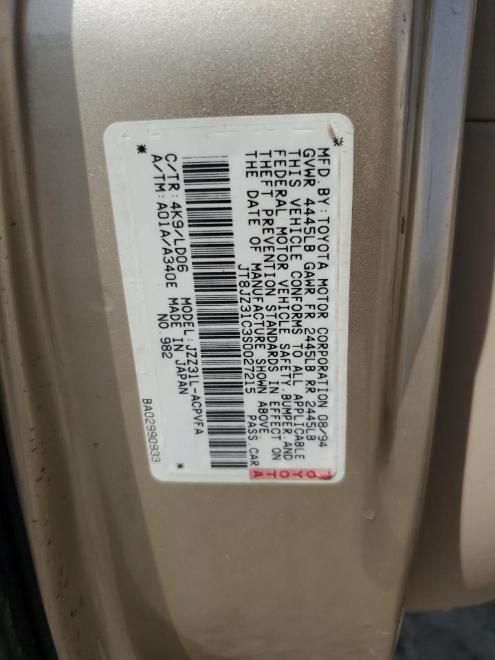 1995 Lexus Sc 300 VIN: JT8JZ31C3S0027215 Lot: 65973455