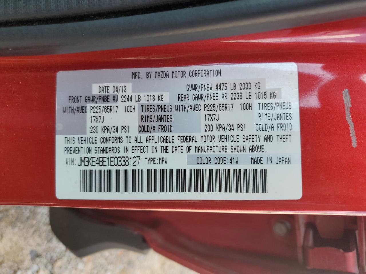 2014 Mazda Cx-5 Sport VIN: JM3KE4BE1E0338127 Lot: 63407415