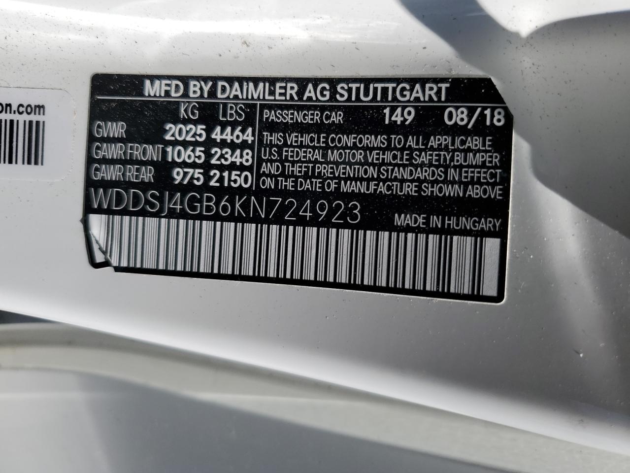 2019 Mercedes-Benz Cla 250 4Matic VIN: WDDSJ4GB6KN724923 Lot: 65980015