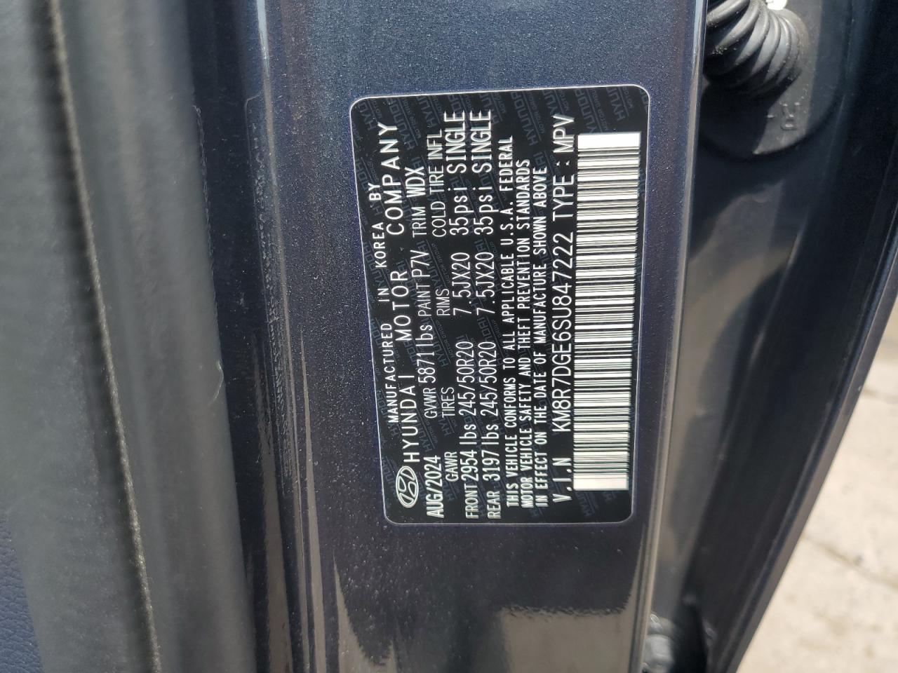 2025 Hyundai Palisade Calligraphy VIN: KM8R7DGE6SU847222 Lot: 64018925