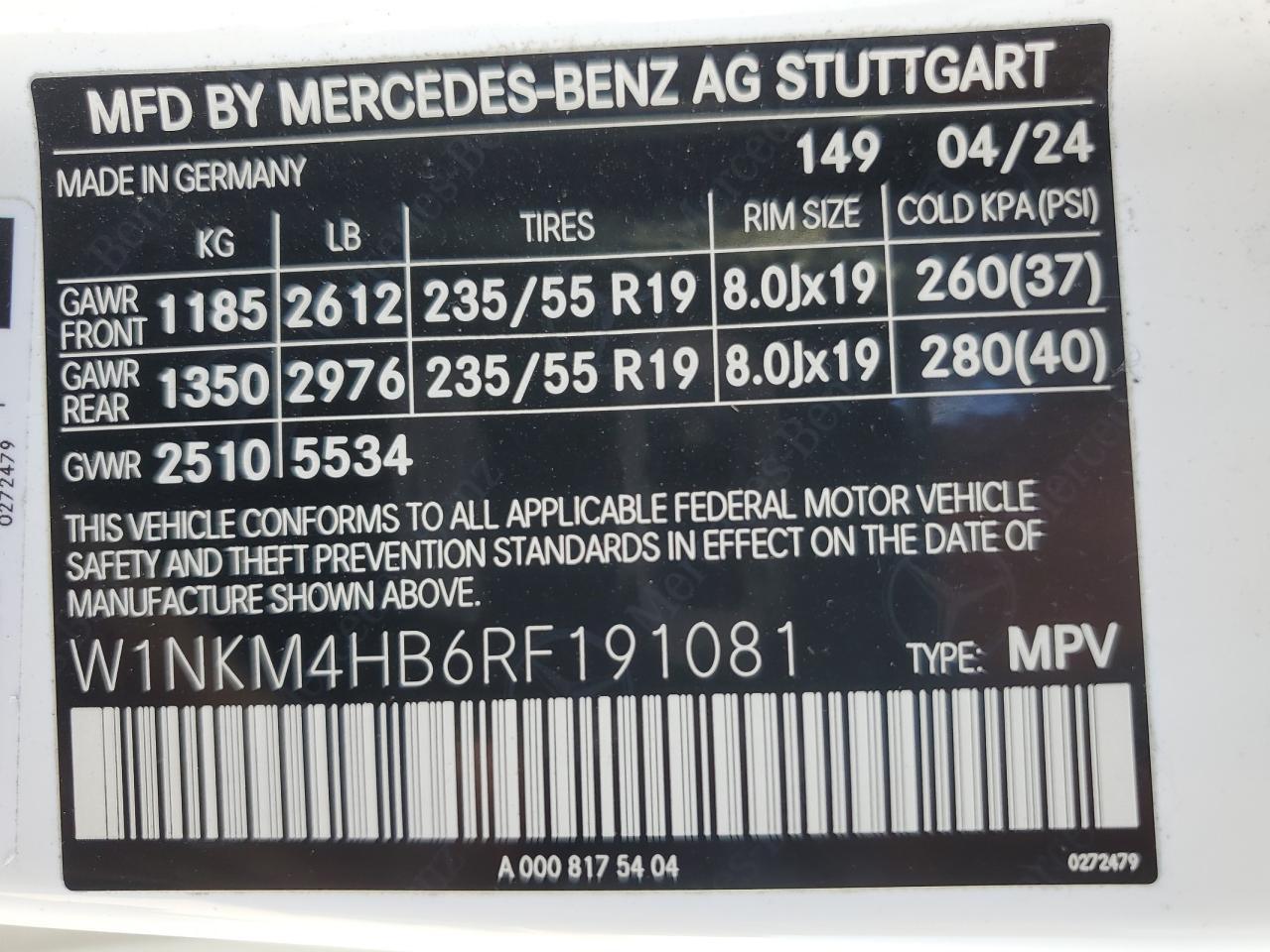 2024 Mercedes-Benz Glc 300 4Matic VIN: W1NKM4HB6RF191081 Lot: 66687795
